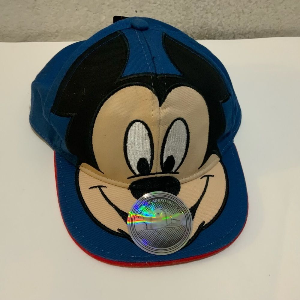 NWT Disney Boy's Strapback Hat Blue Adjustable Embroidered Mickey Mouse Logo